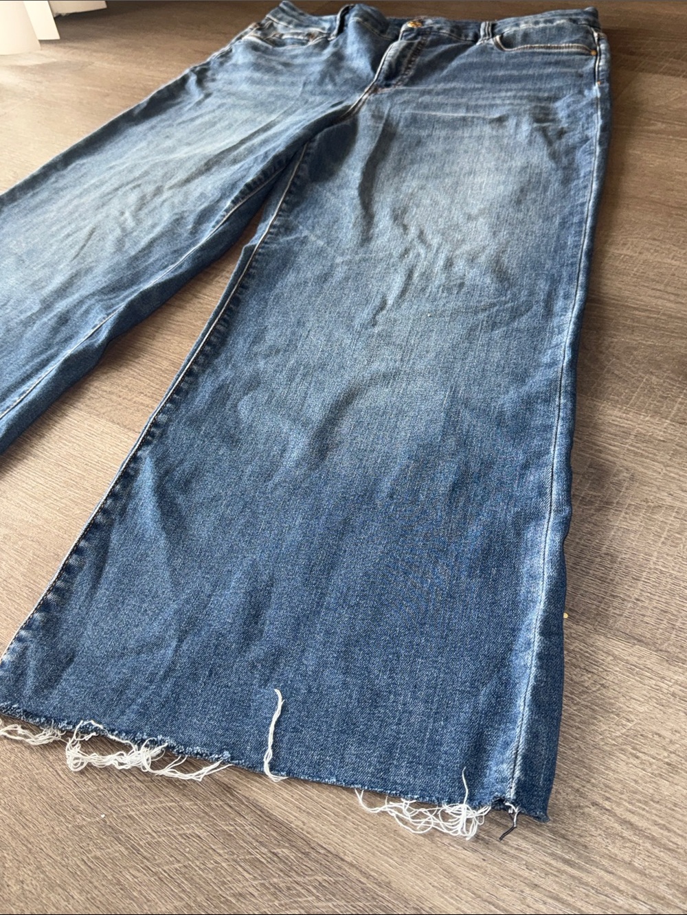 Meg Fab Ab Raw Hem High Waist Wide Leg Jeans Sz 14 - Picture 10 of 14